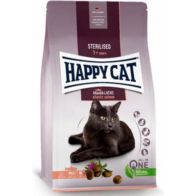 Happy Cat Sterilised Atlantic Somon Kısırlaştırılmış Kedi Maması 1,3 Kg + Temizlik Mendili