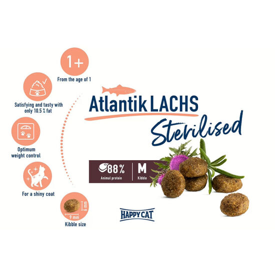 Happy Cat Sterilised Atlantic Somon Kısırlaştırılmış Kedi Maması 4 Kg - 3