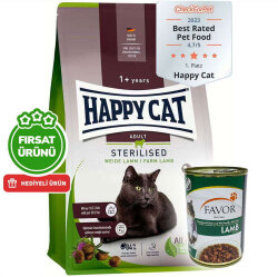 Happy Cat Sterilised Kuzu Kısırlaştırılmış Kedi Maması 10 Kg + 5 Adet Favor Kuzu Kedi Konservesi 400 Gr - Happy Cat