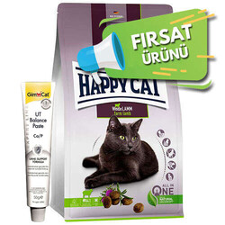 Happy Cat - Happy Cat Sterilised Kuzu Kısırlaştırılmış Kedi Maması 4 Kg x 2 Adet (Toplam 8 Kg) + Gimcat UT Balance Paste