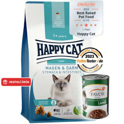 Happy Cat Stomach Intestines Hassas Sindirim Kedi Maması 4 Kg + 2 Adet Favor Kuzu Kedi Konservesi 400 Gr - Happy Cat