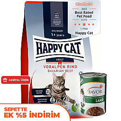 Happy Cat Voralpen Rind Biftekli Kedi Maması 4 Kg + 2 Adet Favor Kuzu Konservesi 400 Gr - Happy Cat