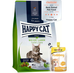 Happy Cat Culinary Weide Lamm Kuzu Etli Kedi Maması 10 Kg + 2 Adet Gimcat Kedi Pudingi 150 Gr - Happy Cat