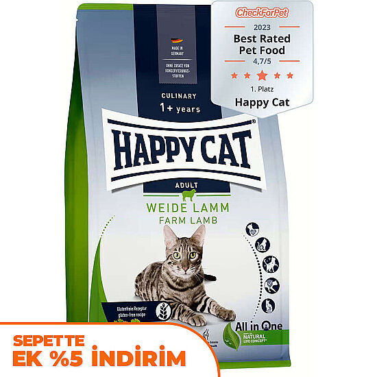 Happy Cat Culinary Weide Lamm Kuzu Etli Kedi Maması 10 Kg - 1
