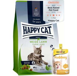 Happy Cat Culinary Weide Lamm Kuzu Etli Kedi Maması 4 Kg + Gimcat Kedi Pudingi 150 Gr - Happy Cat