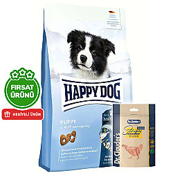 Happy Dog Puppy Kümes Hayvanı ve Somon Yavru Köpek Maması 10 Kg + 2 Adet Dr. Clauders Ödül 80 Gr - Happy Dog