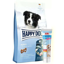 Happy Dog - Happy Dog Puppy Kümes Hayvanı ve Somon Yavru Köpek Maması 10 Kg + Vitalidog Junior Paste