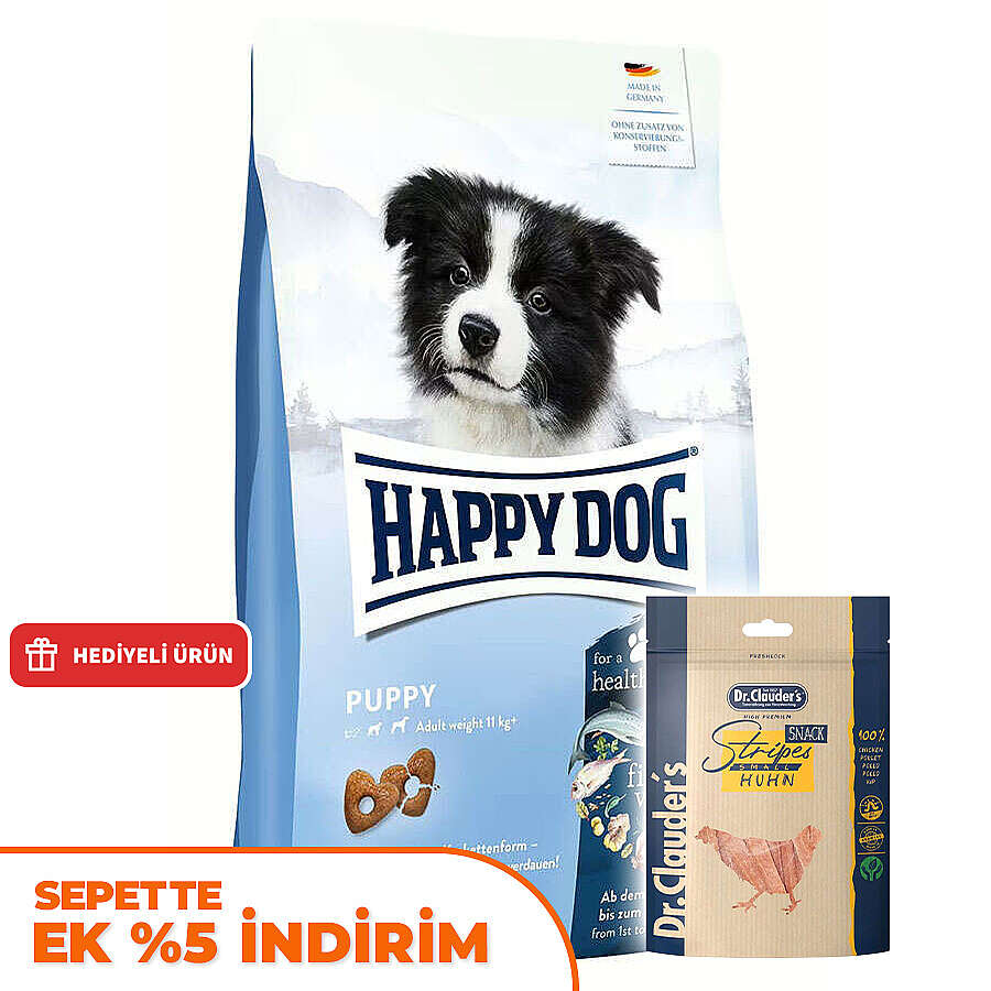 Happy Dog Puppy Kümes Hayvanı ve Somon Yavru Köpek Maması 4 Kg + Dr. Clauders Ödül 80 Gr