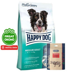 Happy Dog Fit Vital Medium Orta Irk Köpek Maması 12 Kg + 2 Adet Dr. Clauders Biftekli Ödül 80 Gr - Happy Dog
