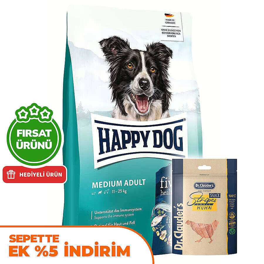 Happy Dog Fit Vital Medium Orta Irk Köpek Maması 12 Kg + 2 Adet Dr. Clauders Ödül 80 Gr