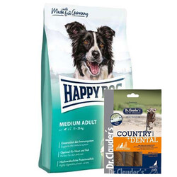 Happy Dog - Happy Dog Fit & Vital Medium Orta Irk Köpek Maması 12 Kg + Dr. Clauders Country Dental Ödül