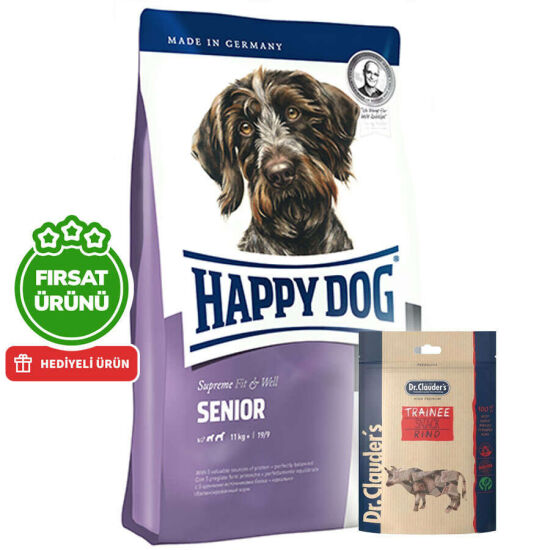 Happy Dog Fit Vital Senior Yaşlı Köpek Maması 12 Kg + 2 Adet Dr. Clauders Biftekli Ödül 80 Gr - 1