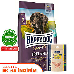 Happy Dog Ireland Somon ve Tavşanlı Köpek Maması 12,5 Kg + 2 Adet Dr. Clauders Ödül 80 Gr - Happy Dog