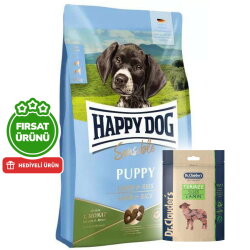 Happy Dog Sensible Puppy Kuzu Etli Yavru Köpek Maması 10 Kg + 2 Adet Dr. Clauders Kuzulu Ödül Küpleri 80 Gr - Happy Dog