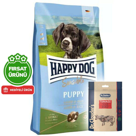 Happy Dog Sensible Puppy Kuzu Etli Yavru Köpek Maması 10 Kg + 2 Adet Dr. Clauders Biftekli Ödül 80 Gr - 1