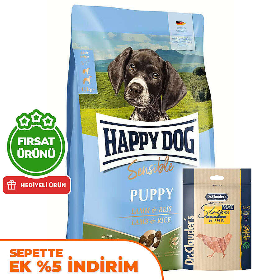 Happy Dog Sensible Puppy Kuzu Etli Yavru Köpek Maması 10 Kg + 2 Adet Dr. Clauders Ödül 80 Gr