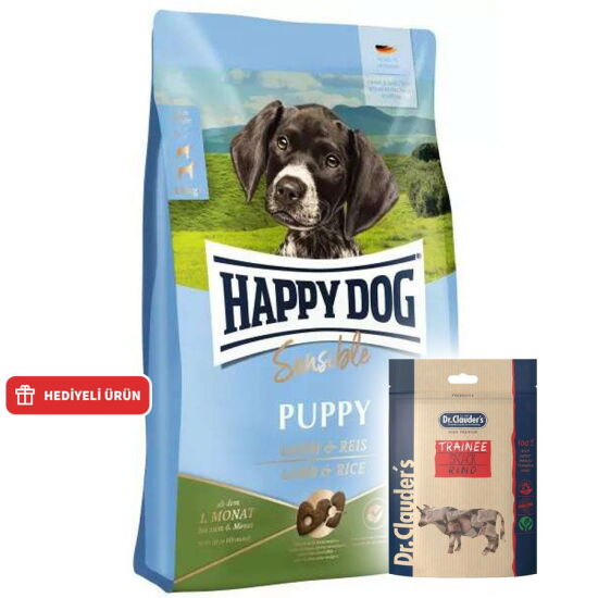 Happy Dog Sensible Puppy Kuzu Etli Yavru Köpek Maması 4 Kg + Dr. Clauders Biftekli Ödül Küpleri 80 Gr - 1