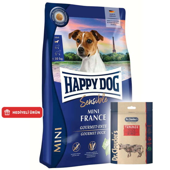 Happy Dog Mini France Tahılsız Köpek Maması 4 Kg + Dr. Clauders Biftekli Ödül Küpleri 80 Gr - 1