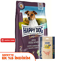 Happy Dog Mini Ireland Tavşan ve Somonlu Küçük Irk Köpek Maması 4 Kg + Dr. Clauders Ödül 80 Gr - Happy Dog