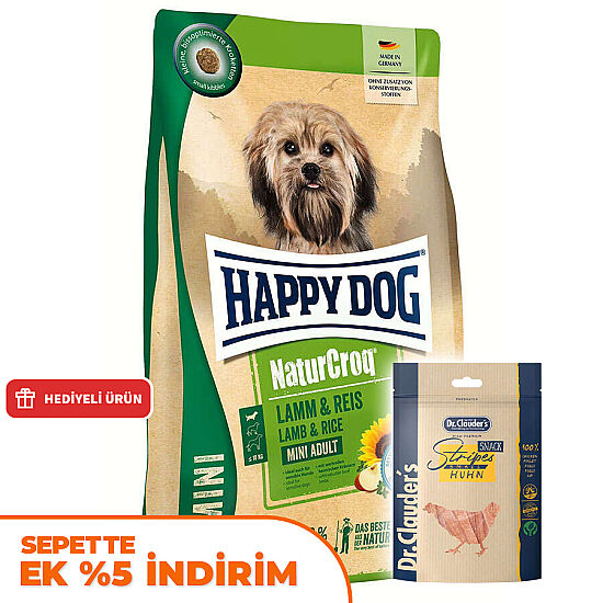 Happy Dog Mini NaturCroq Kuzu Etli Küçük Irk Köpek Maması 4 Kg + Dr. Clauders Ödül 80 Gr - 1