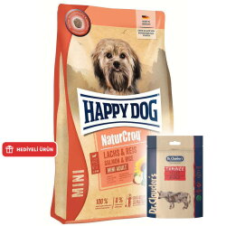 Happy Dog Mini NaturCroq Somonlu Küçük Irk Köpek Maması 4 Kg + Dr. Clauders Biftekli Ödül Küpleri 80 Gr - Happy Dog
