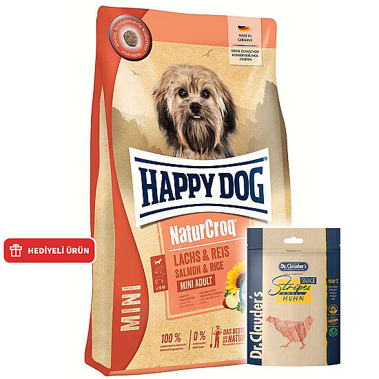 Happy Dog Mini NaturCroq Somonlu Küçük Irk Köpek Maması 4 Kg + Dr. Clauders Ödül 80 Gr - 1