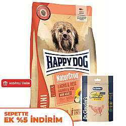 Happy Dog Mini NaturCroq Somonlu Küçük Irk Köpek Maması 4 Kg + Dr. Clauders Ödül 80 Gr - Happy Dog