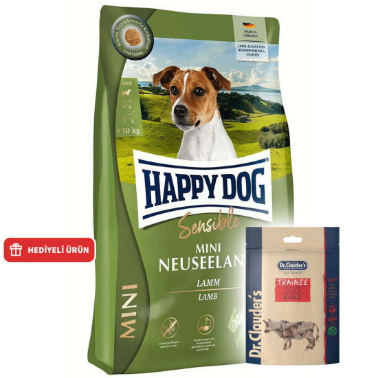 Happy Dog Mini Neuseeland Küçük Irk Köpek Maması 4 Kg + Dr. Clauders Biftekli Ödül Küpleri 80 Gr
