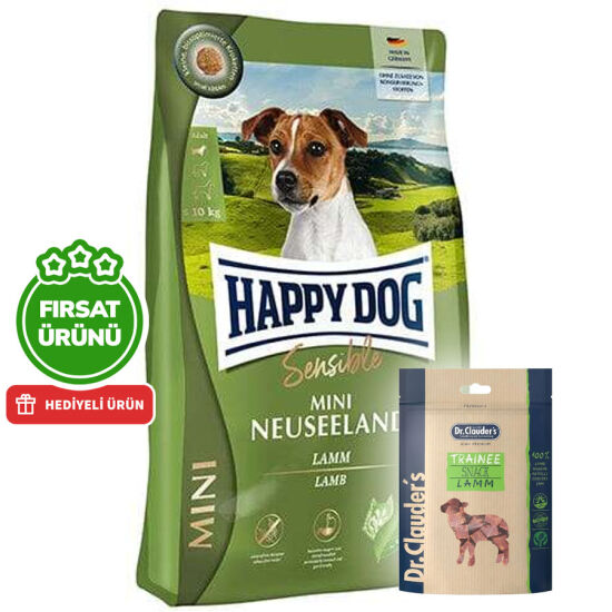 Happy Dog Mini Neuseeland Sensible Küçük Irk Köpek Maması 10 Kg + 2 Adet Dr. Clauders Kuzulu Ödül Küpleri 80 Gr - 1