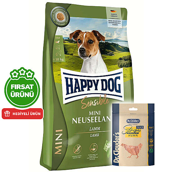 Happy Dog Mini Neuseeland Sensible Küçük Irk Köpek Maması 10 Kg + 2 Adet Dr. Clauders Ödül 80 Gr - 1