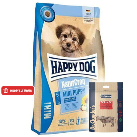 Happy Dog Mini Puppy NaturCroq Küçük Irk Köpek Maması 4 Kg + Dr. Clauders Biftekli Ödül Küpleri 80 Gr - 1