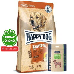 Happy Dog NaturCroq Biftekli Köpek Maması 15 Kg + 2 Adet Dr. Clauders Kuzulu Ödül Küpleri 80 Gr - Happy Dog