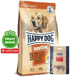 Happy Dog NaturCroq Biftekli Köpek Maması 15 Kg + 2 Adet Dr. Clauders Biftekli Ödül 80 Gr - Happy Dog
