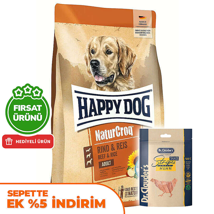 Happy Dog NaturCroq Biftekli Köpek Maması 15 Kg + 2 Adet Dr. Clauders Ödül 80 Gr
