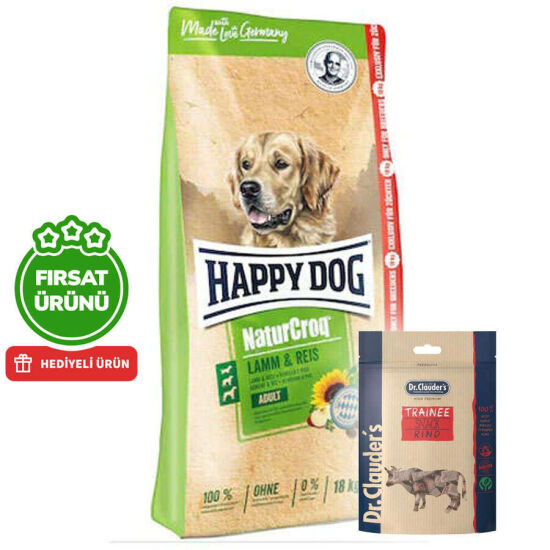 Happy Dog NaturCroq Kuzu Etli Köpek Maması 15 + 2 Adet Dr. Clauders Biftekli Ödül 80 Gr - 1