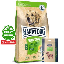 Happy Dog NaturCroq Kuzu Etli Köpek Maması 15 Kg + 2 Adet Dr. Clauders Kuzulu Ödül Küpleri 80 Gr - Happy Dog