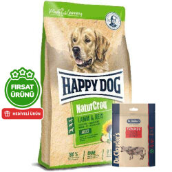 Happy Dog NaturCroq Kuzu Etli Köpek Maması 15 Kg + 2 Adet Dr. Clauders Biftekli Ödül 80 Gr - Happy Dog