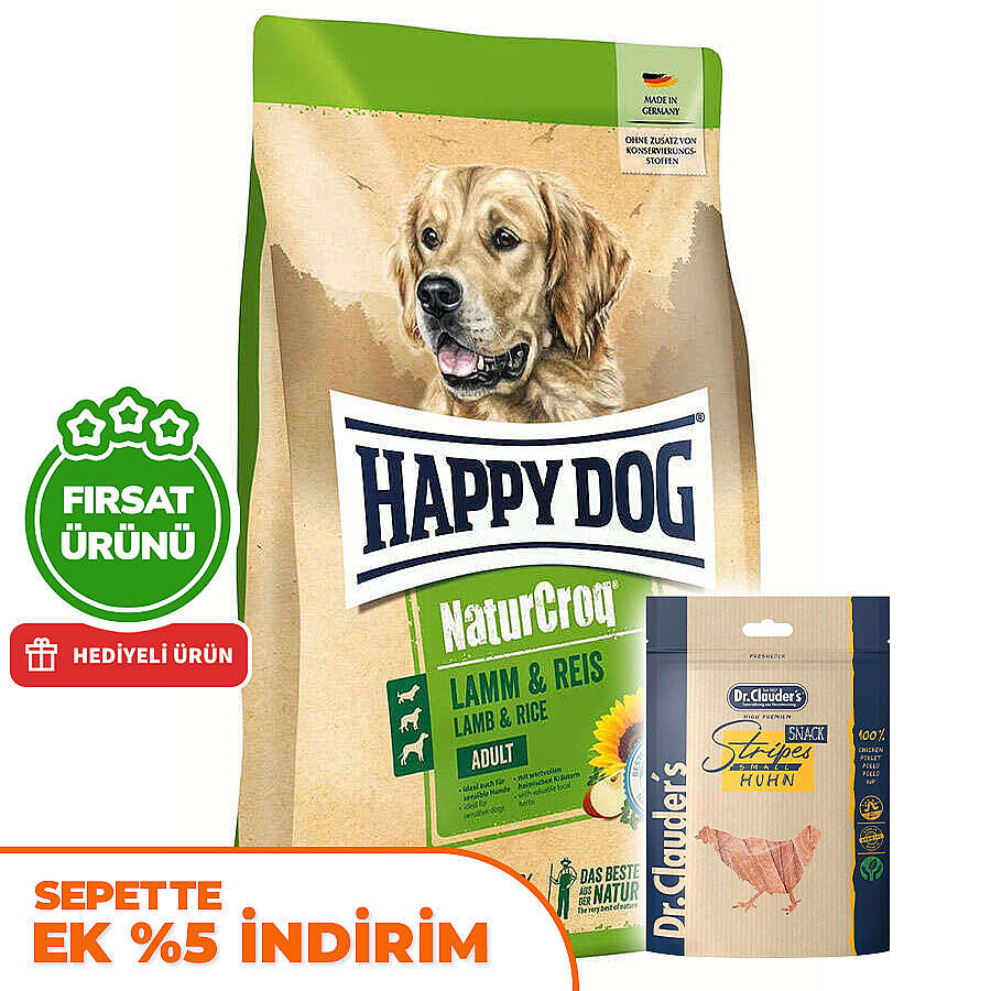 Happy Dog NaturCroq Kuzu Etli Köpek Maması 15 Kg + 2 Adet Dr. Clauders Ödül 80 Gr