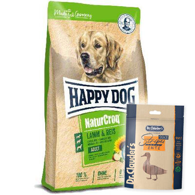 Happy Dog NaturCroq Kuzu Etli Köpek Maması 15 Kg + Dr.Clauders Ödül 80 Gr