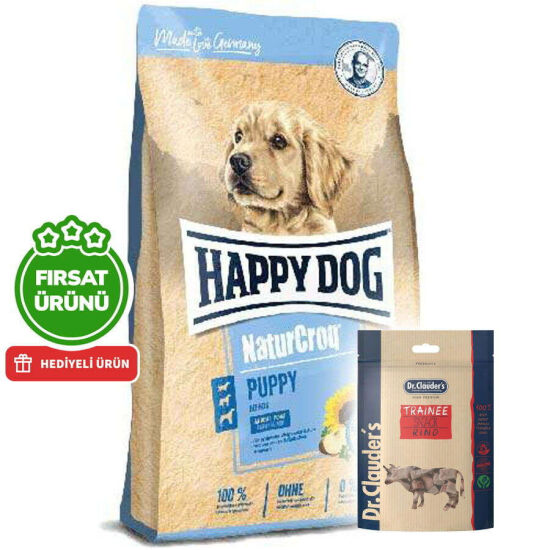 Happy Dog NaturCroq Yavru Köpek Maması 15 Kg + 2 Adet Dr. Clauders Biftekli Ödül 80 Gr - 1