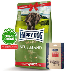 Happy Dog Neuseeland Kuzu Etli Köpek Maması 12,5 + 2 Kg (Toplam 14,5 Kg) + 2 Adet Dr. Clauders Biftekli Ödül 80 Gr - Happy Dog