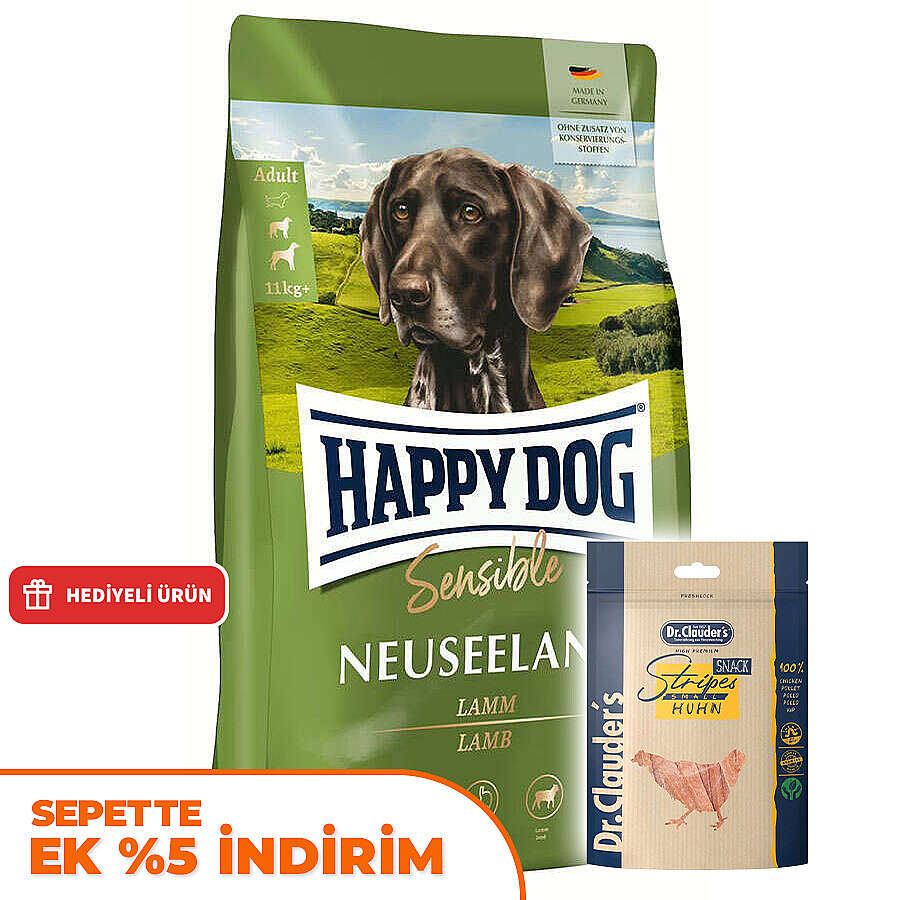 Happy Dog Neuseeland Kuzu Etli Köpek Maması 4 Kg + Dr. Clauders Ödül 80 Gr