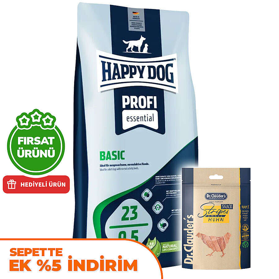 Happy Dog Profi Basic Tavuk Etli Köpek Maması 20 Kg + 2 Adet Dr. Clauders Ödül 80 Gr