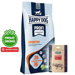Happy Dog Profi Sportive Tavuk Etli Aktif Köpek Maması 20 Kg + 2 Adet Dr. Clauders Biftekli Ödül 80 Gr - Happy Dog