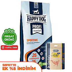 Happy Dog Profi Sportive Tavuk Etli Aktif Köpek Maması 20 Kg + 2 Adet Dr. Clauders Ödül 80 Gr - Happy Dog