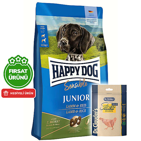Happy Dog Sensible Junior Kuzu Etli Yavru Köpek Maması 10 Kg + 2 Adet Dr. Clauders Ödül 80 Gr - 1