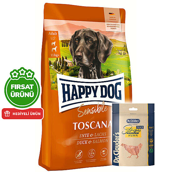 Happy Dog Toscana Ördek ve Somonlu Köpek Maması 12,5 Kg + 2 Adet Dr. Clauders Ödül 80 Gr - 2