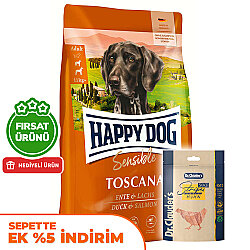 Happy Dog Toscana Ördek ve Somonlu Köpek Maması 12,5 Kg + 2 Adet Dr. Clauders Ödül 80 Gr - Happy Dog