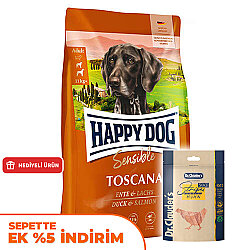 Happy Dog Toscana Ördek ve Somonlu Köpek Maması 4 Kg + Dr. Clauders Ödül 80 Gr - Happy Dog