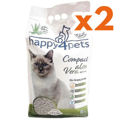 Happy4Pets Doğal İnce Taneli Aloe Vera Kedi Kumu 10 Lt x 2 Adet - 1